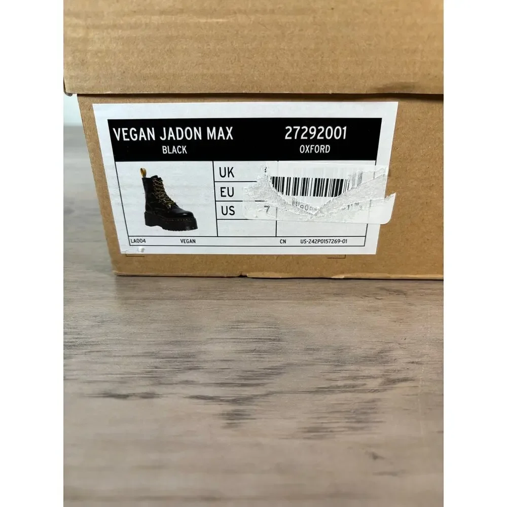 Dr.‎ Martens Jadon Black Leather Platform Boots Side Zip Chunky Quad Sole Mens 6